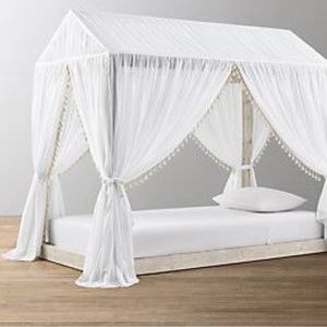 Voile for bed  white with beige